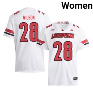 Women's College Football Santana Wilson White #28 UofL University Jerseys 601378-790