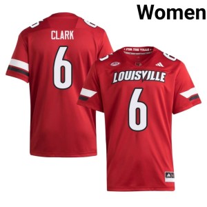 Womens Red Stanquan Clark #6 UL Cardinals College Football Embroidery Jersey 270462-105