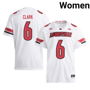 Womens Player #6 Louisville Stanquan Clark White College Football Jerseys 678038-175