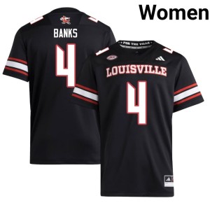 Womens Replica Black #4 College Football Card Nation TJ Banks Jerseys 438562-250