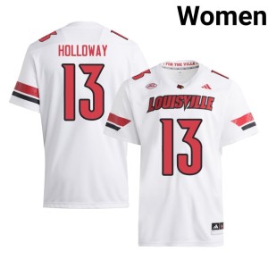 Women Tayon Holloway White College Football #13 Louisville Cardinals NCAA Jerseys 196562-350