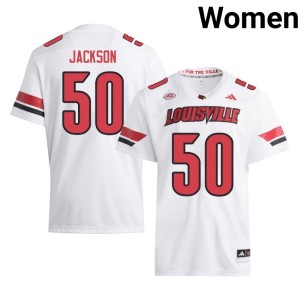 Womens Replica College Football White Louisville Cardinals #50 Tom Jackson Jersey 265345-327