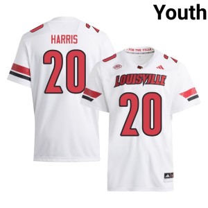 Youth Limited UL Cardinals White #20 College Football Antonio Harris Jerseys 509276-543