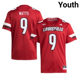 Youth College Football Antonio Watts Red Louisville Stitched #9 Jersey 210274-233
