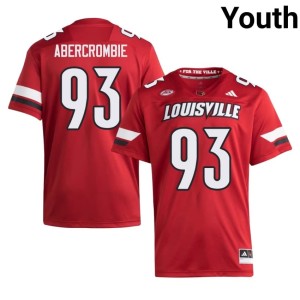 Youth Stitched Bailey Abercrombie Red College Football University of Louisville #93 Jersey 800545-325