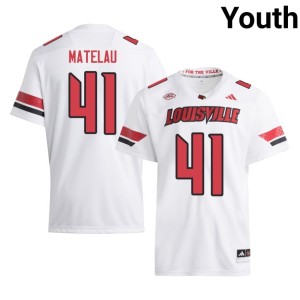 Youth #41 Caleb Matelau White 2026-27 College Football University of Louisville Jersey 961695-880