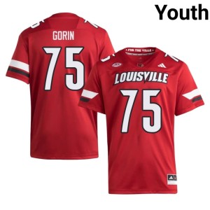 Youth Official College Football Red Cameron Gorin #75 UofL Jerseys 523685-401