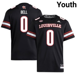 Youth Louisville #0 Game Chris Bell Black College Football Jersey 727405-259