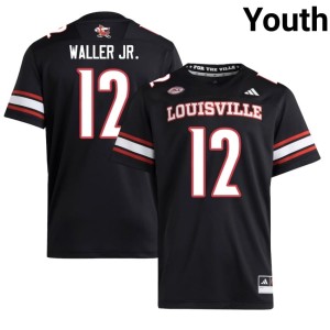 Youth DJ Waller Jr. College Football #12 Official UL Cardinals Black Jersey 209264-446