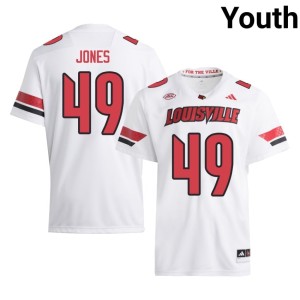 Youth College Football White #49 DeVuan Jones NCAA UofL Jerseys 124498-365