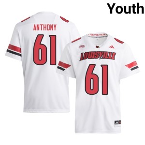 Youth Louisville Gradey Anthony College Football Official White #61 Jersey 576117-185