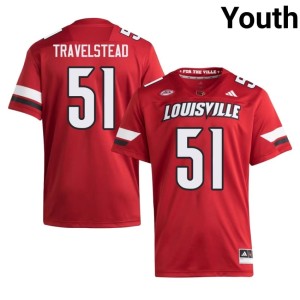 Youth The Cards College Football High School #51 Hayden Travelstead Red Jerseys 424375-929