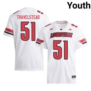 Youth Hayden Travelstead Official #51 College Football White UofL Jersey 983626-897