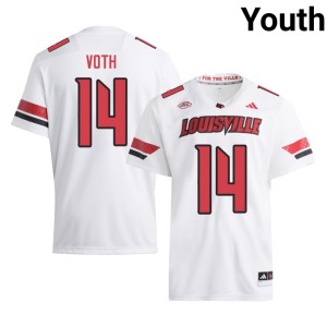 Youth UL Cardinals Official White College Football #14 Jackson Voth Jersey 842151-343
