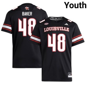 Youth Black University of Louisville Jacob Baker Embroidery College Football #48 Jerseys 287687-558