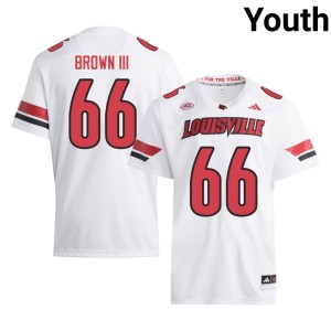 Youth #66 NCAA White College Football University of Louisville Johnnie Brown III Jersey 996760-515