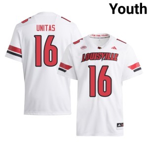 Youth UofL #16 College Football White Johnny Unitas Limited Jerseys 278875-230
