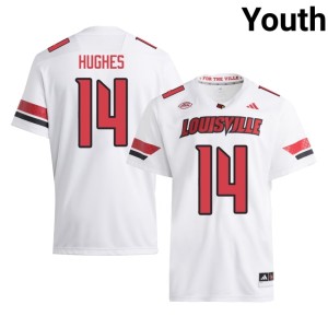Youth University of Louisville College Football Alumni White #14 Kris Hughes Jersey 811514-547