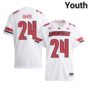 Youth Stitched White College Football UofL #24 Marquise Davis Jerseys 185118-108