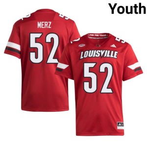 Youth Red Louisville Player Max Merz #52 College Football Jerseys 233428-580