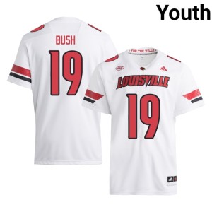 Youth Michael Bush White High School College Football UL Cardinals #19 Jerseys 885921-892