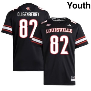 Youth Embroidery #82 College Football Montavin Quisenberry Louisville Black Jersey 175686-825