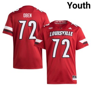 Youth Red Limited UofL #72 Roman Oben College Football Jersey 499961-730