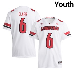 Youth #6 College Football 2026-27 White Stanquan Clark Louisville Cardinals Jersey 137066-310