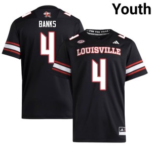 Youth U of L Cardinals Black College Football Replica #4 TJ Banks Jersey 955515-335