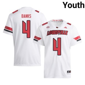 Youth TJ Banks University UL Cardinals White College Football #4 Jerseys 672252-548