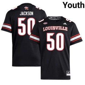 Youth Tom Jackson #50 College Football Official Black Louisville Jerseys 232957-599