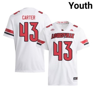 Youth #43 White Trent Carter Replica College Football U of L Cardinals Jerseys 989768-116